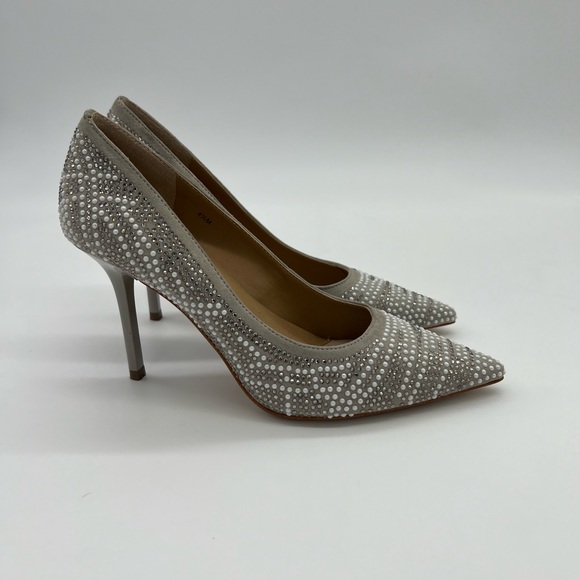 VANELI di Notte Suede Gray Embellished Pumps Shoes Size 4.5M - Picture 1 of 11